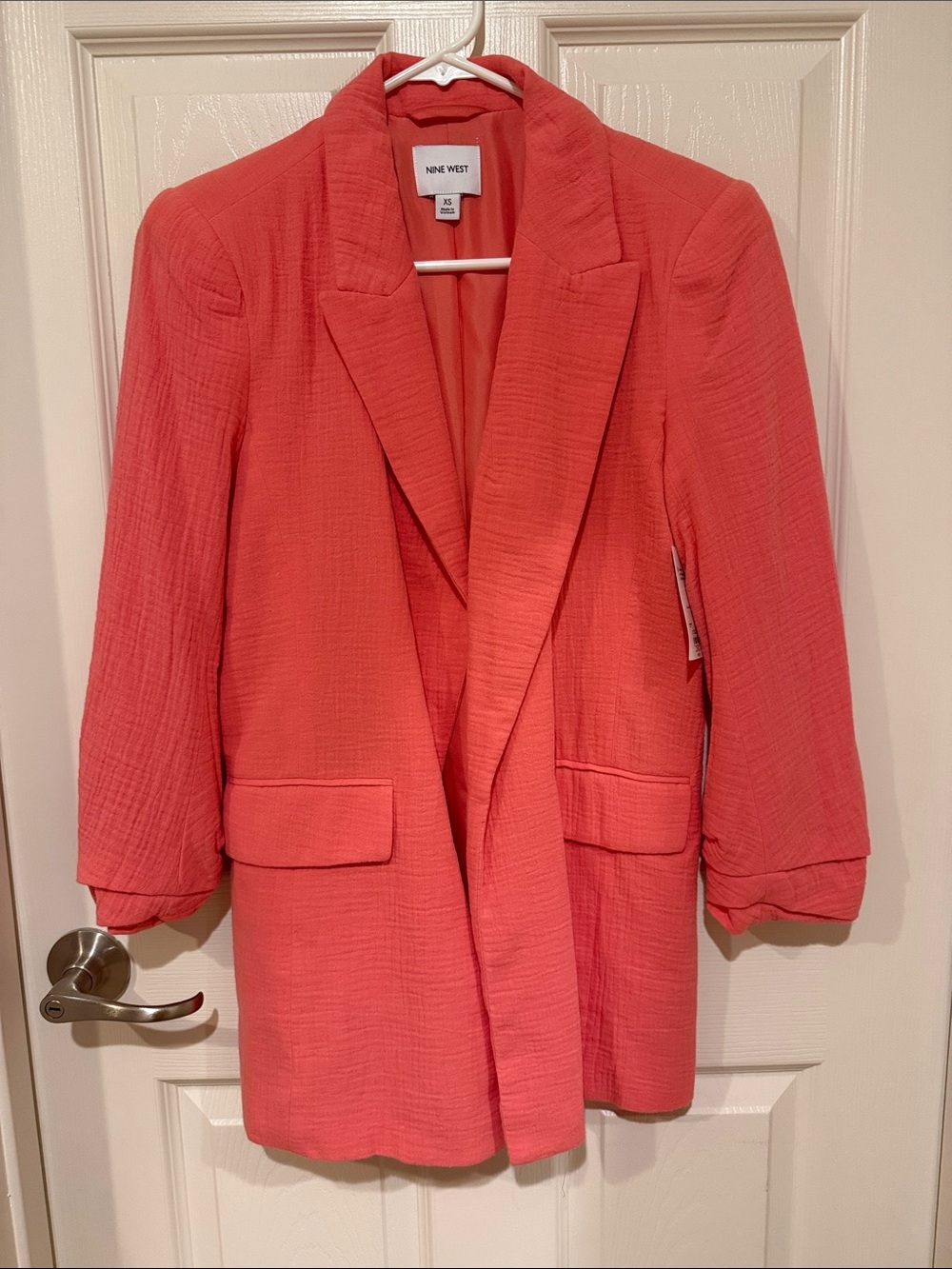 Nine West Coral-Pink Textured Blazer